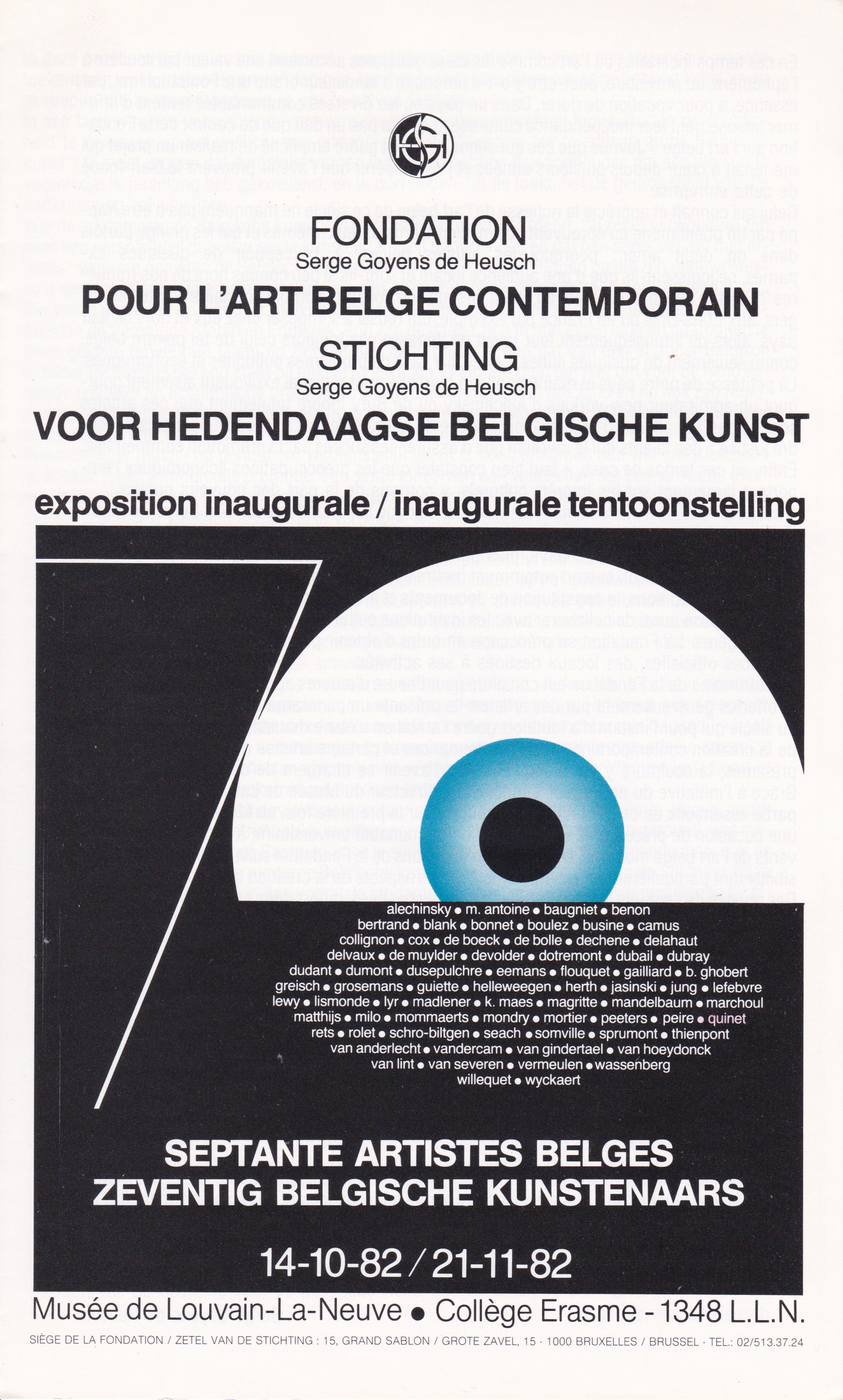 Septante artistes belges, Fondation pour l'Art Belge Contemporain, Musée L, Louvain-la-neuve, 1982