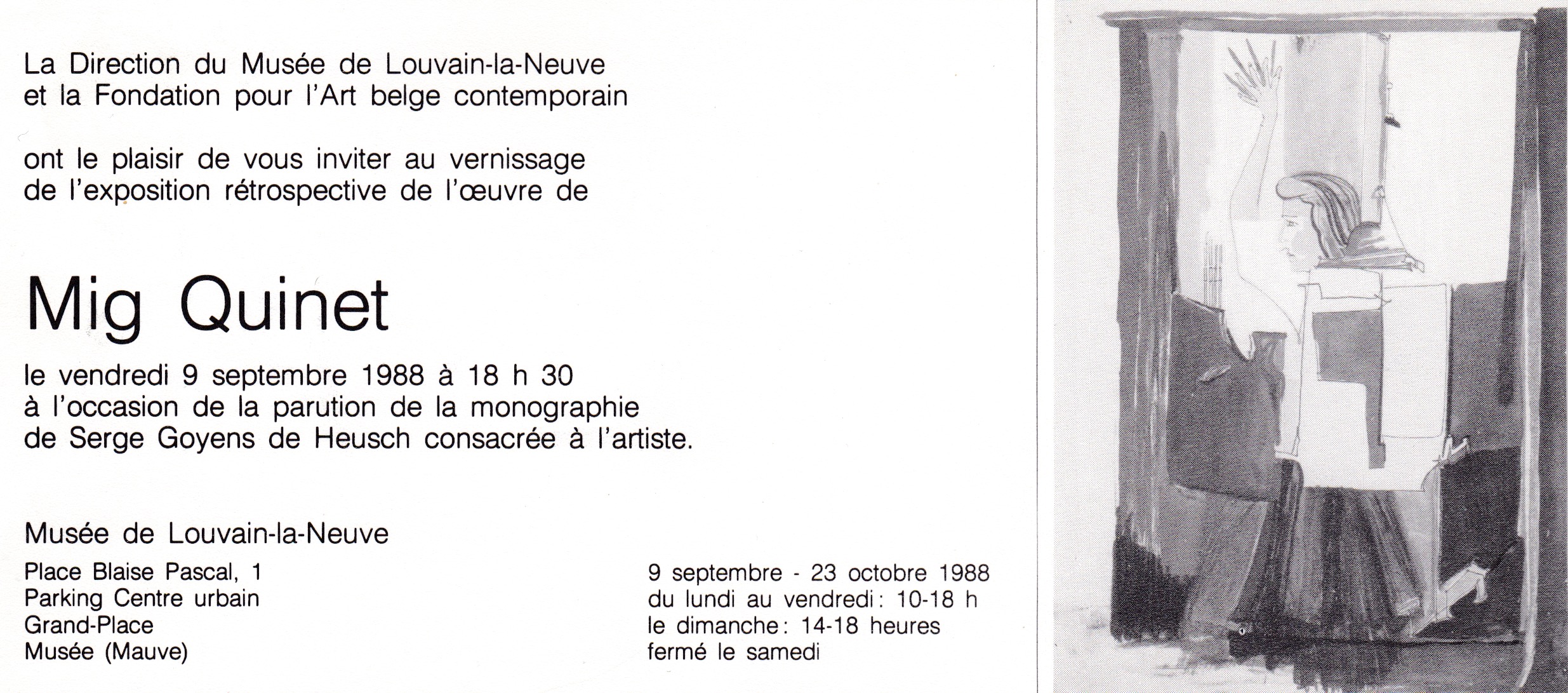Retrospective Mig Quinet, musée L, louvain-la-neuve, 1988