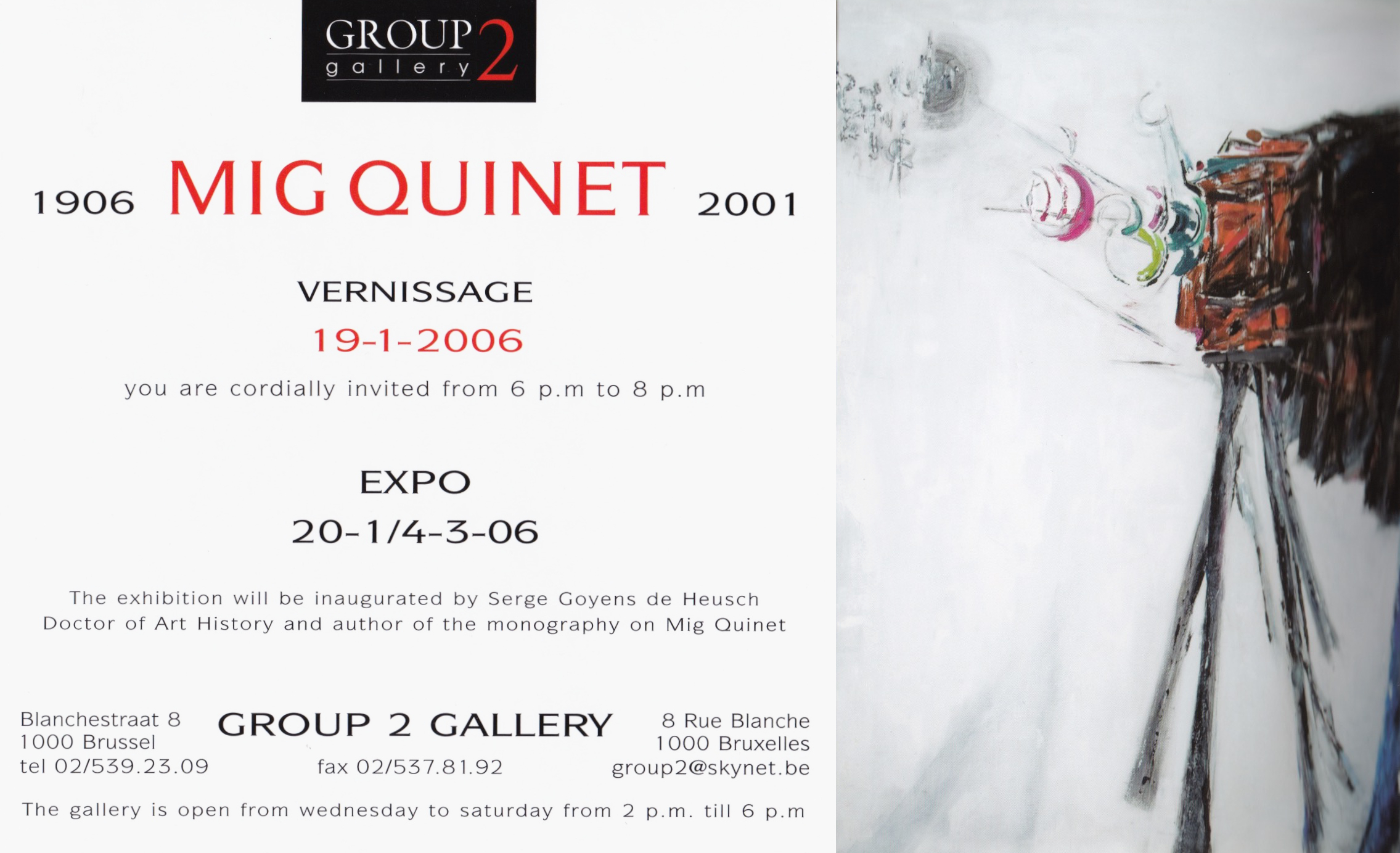 hommage à mig quinet née il y a 100 ans group 2 gallery, Bruxelles, 2006