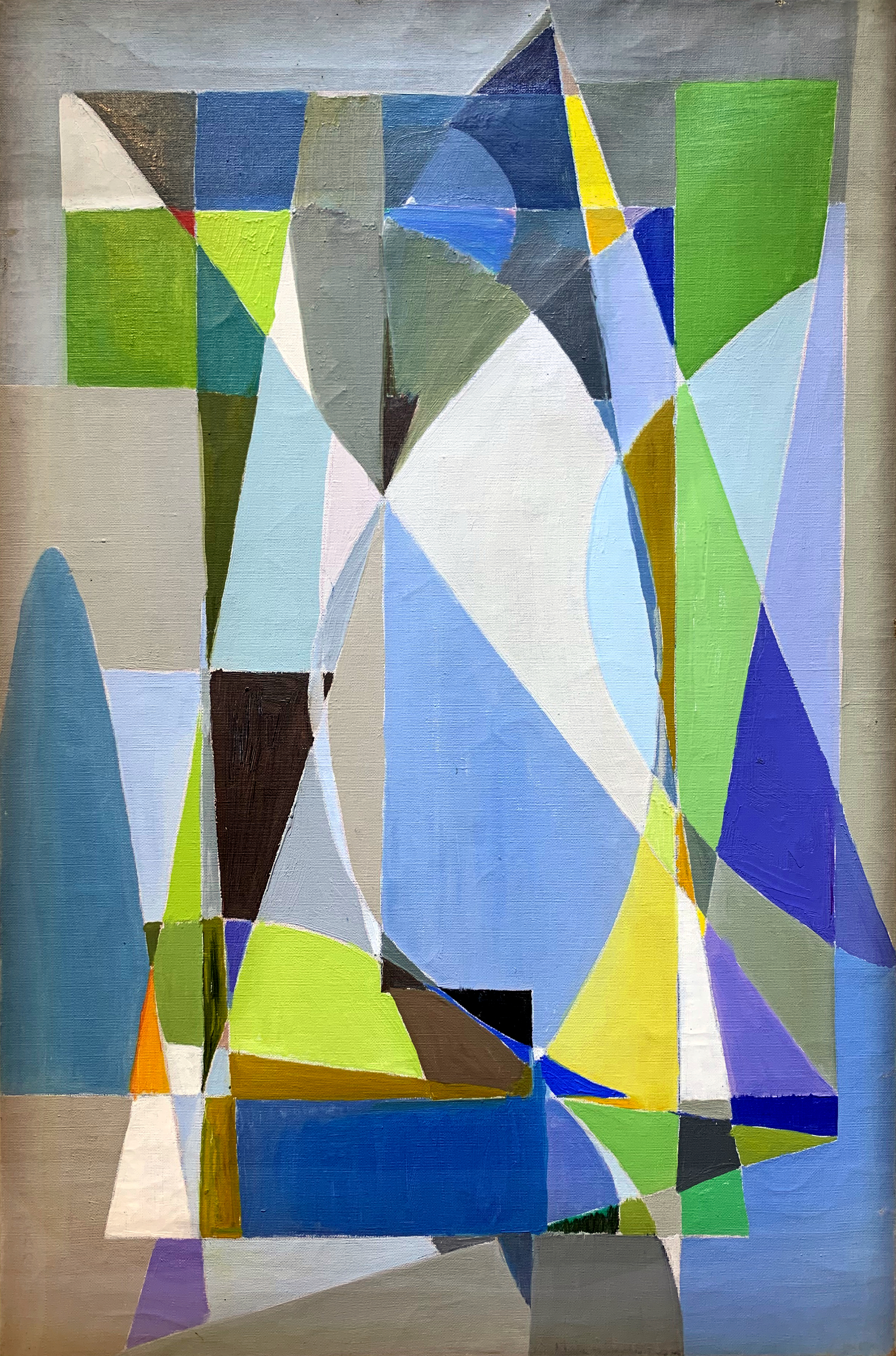 Mig Quinet, Angles bleus, 1954, huile sur toile, 80 x 54 cm