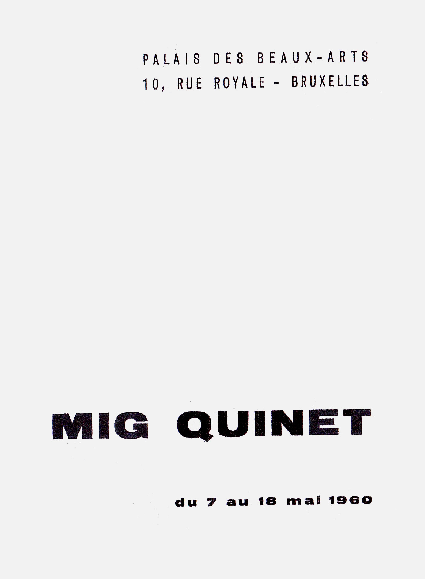 Mig Quinet, palais des Beaux-Arts, Bruxelles, 1960