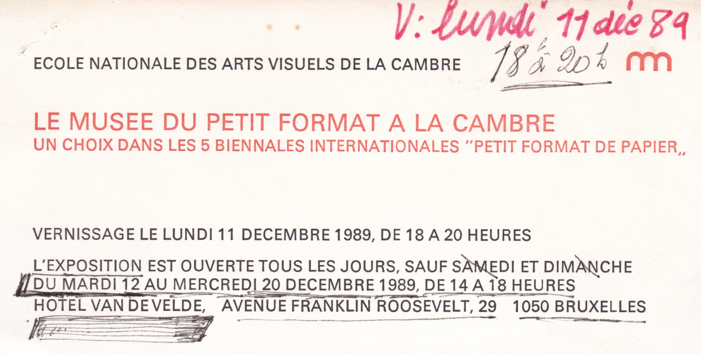 Le Musée du Petit Format à la Cambre, bruxelles, 1989