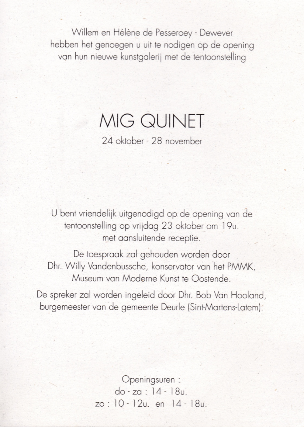 Mig Quinet, galerie arcade, 1992