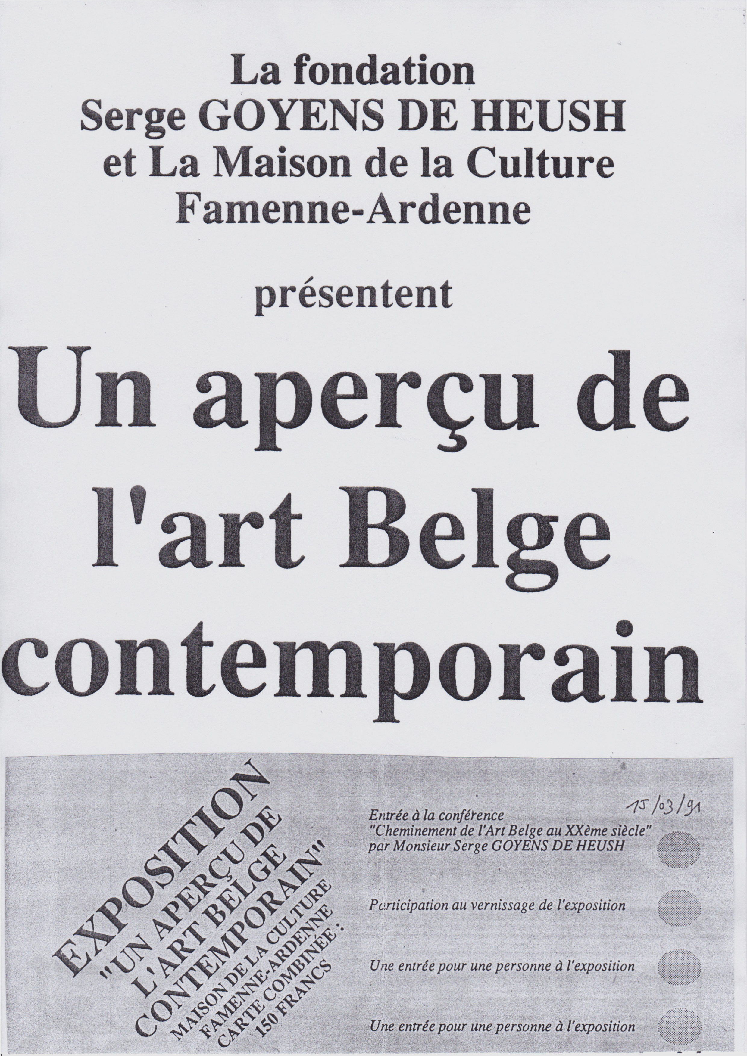 1991 Un aperçu de l'art belge contemporain, Marche en Famenne