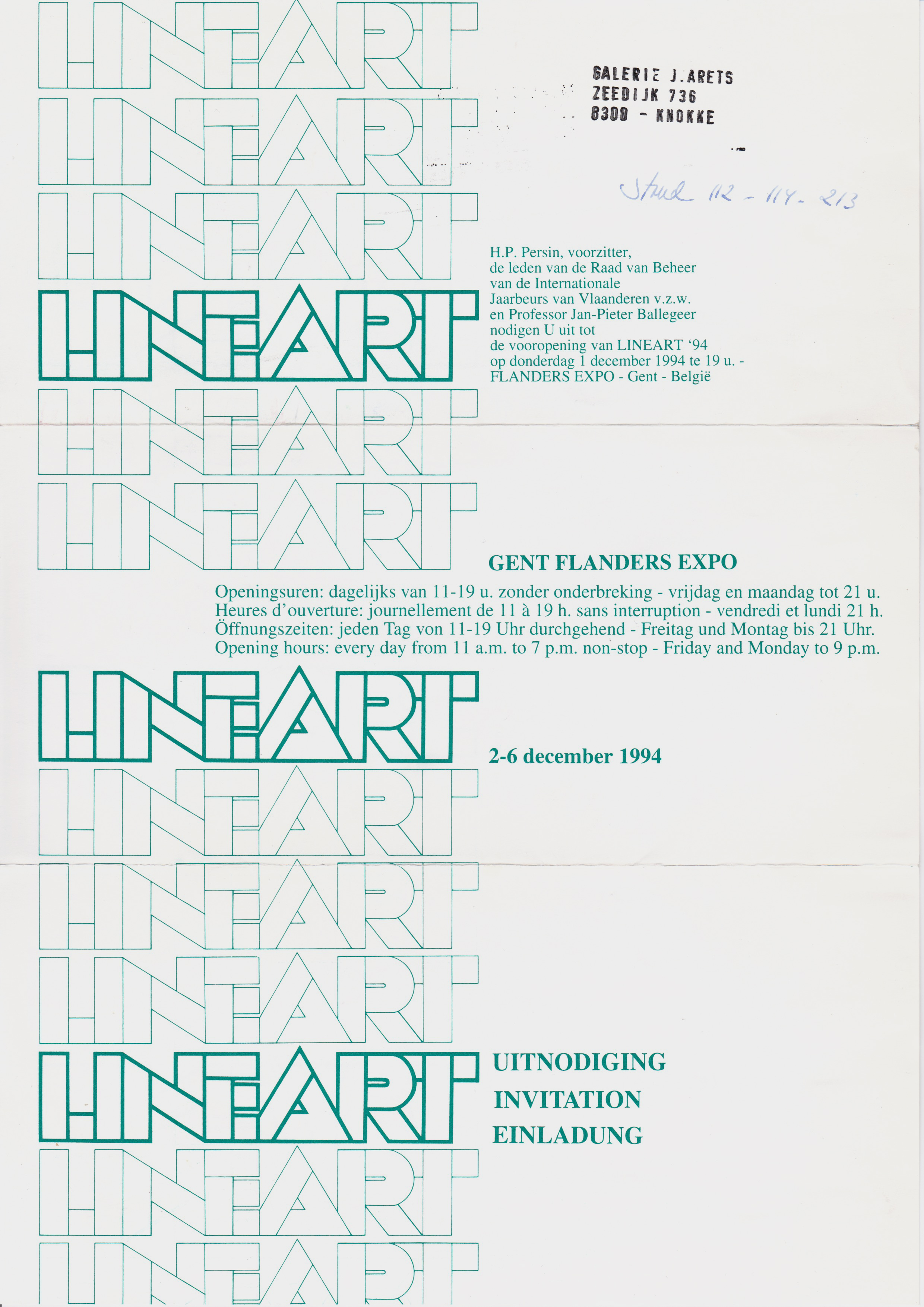 Linéart, Gand, 1994, galerie Arets