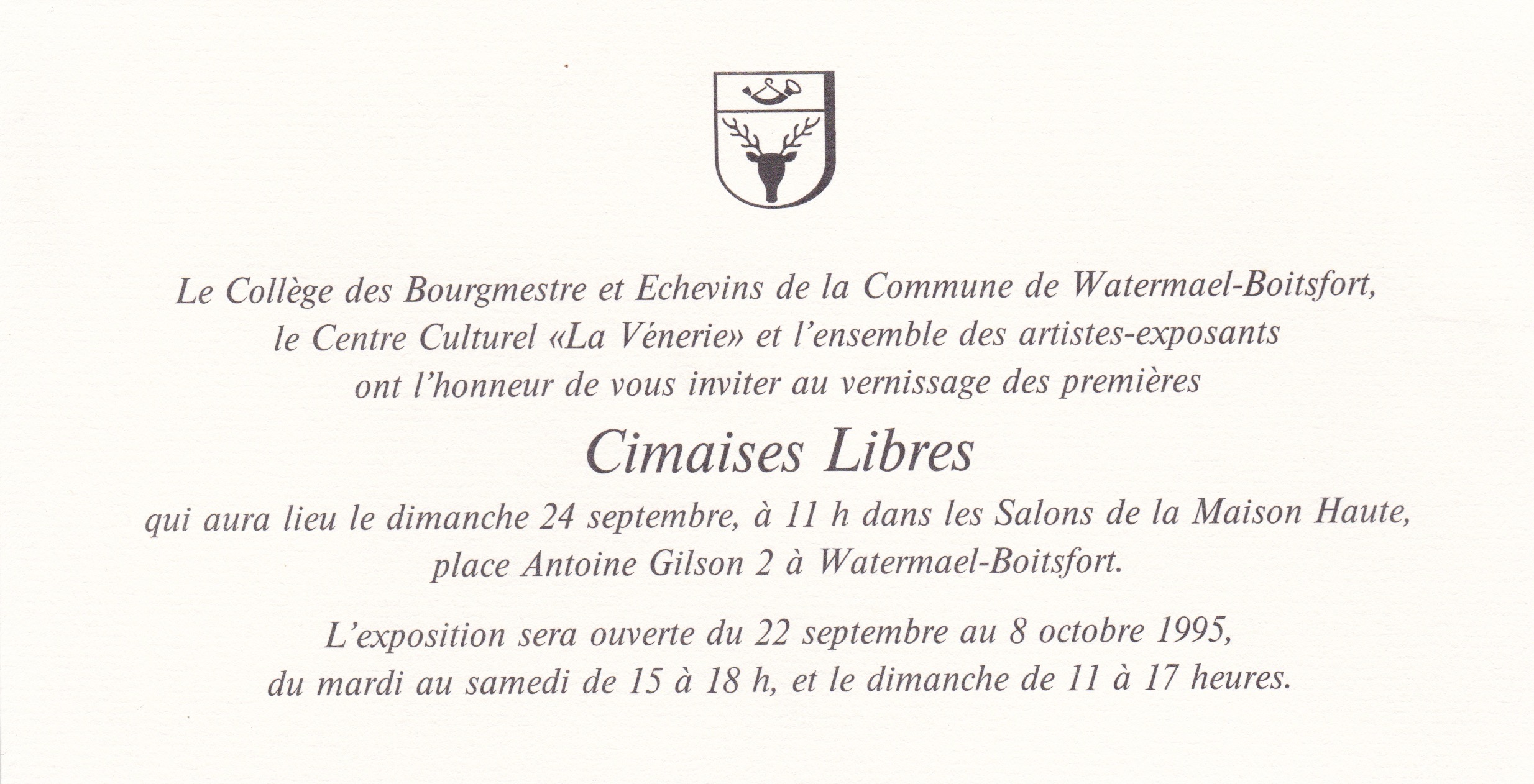 Cimaises libres, Maison Haute, Watermael-Boitsfort, 1995