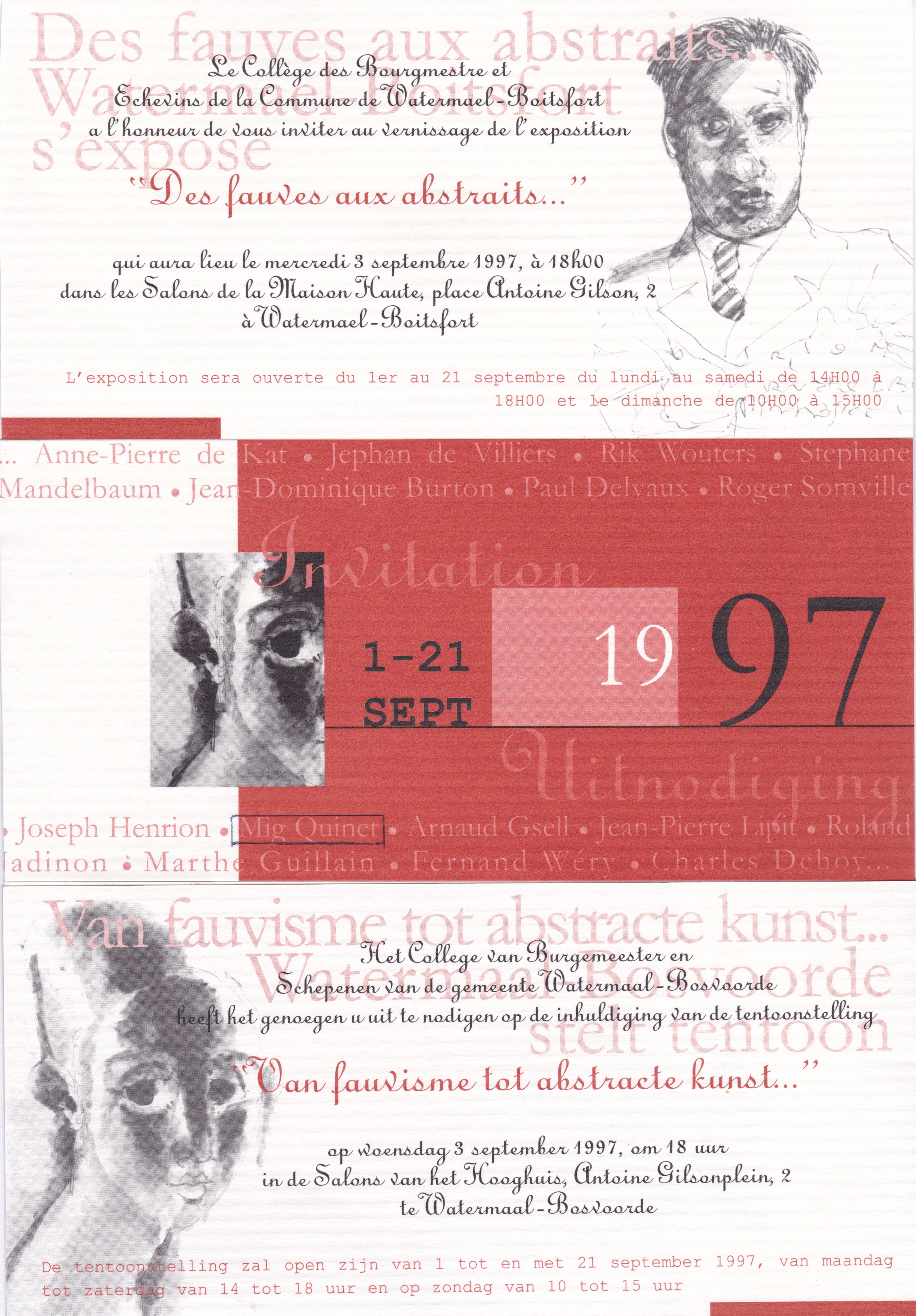 Des fauves aux abstraits, exposition à la Maison Haute de Watermael-Boitsfort, 1997