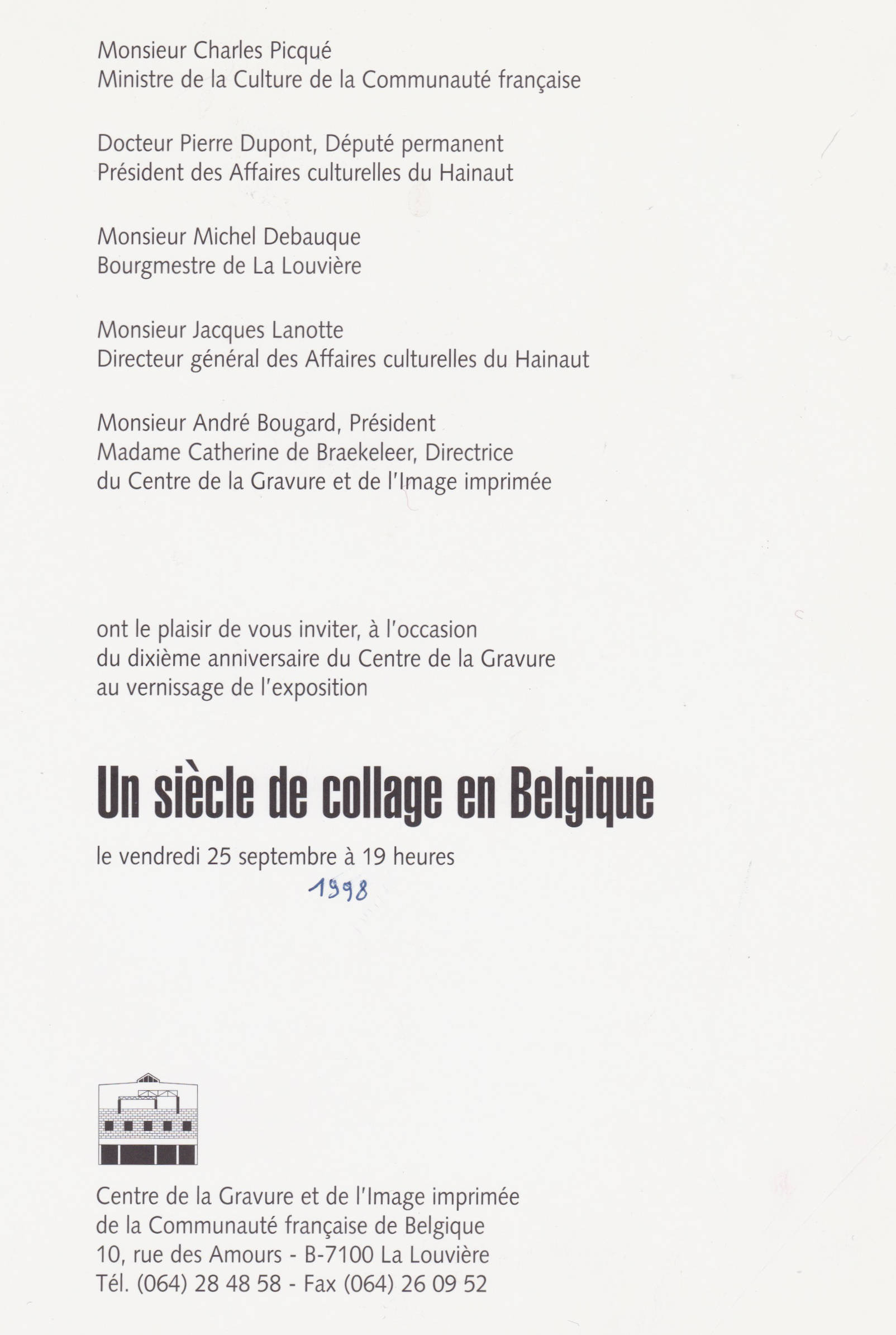 1998 Un siècle de collage en Belgique