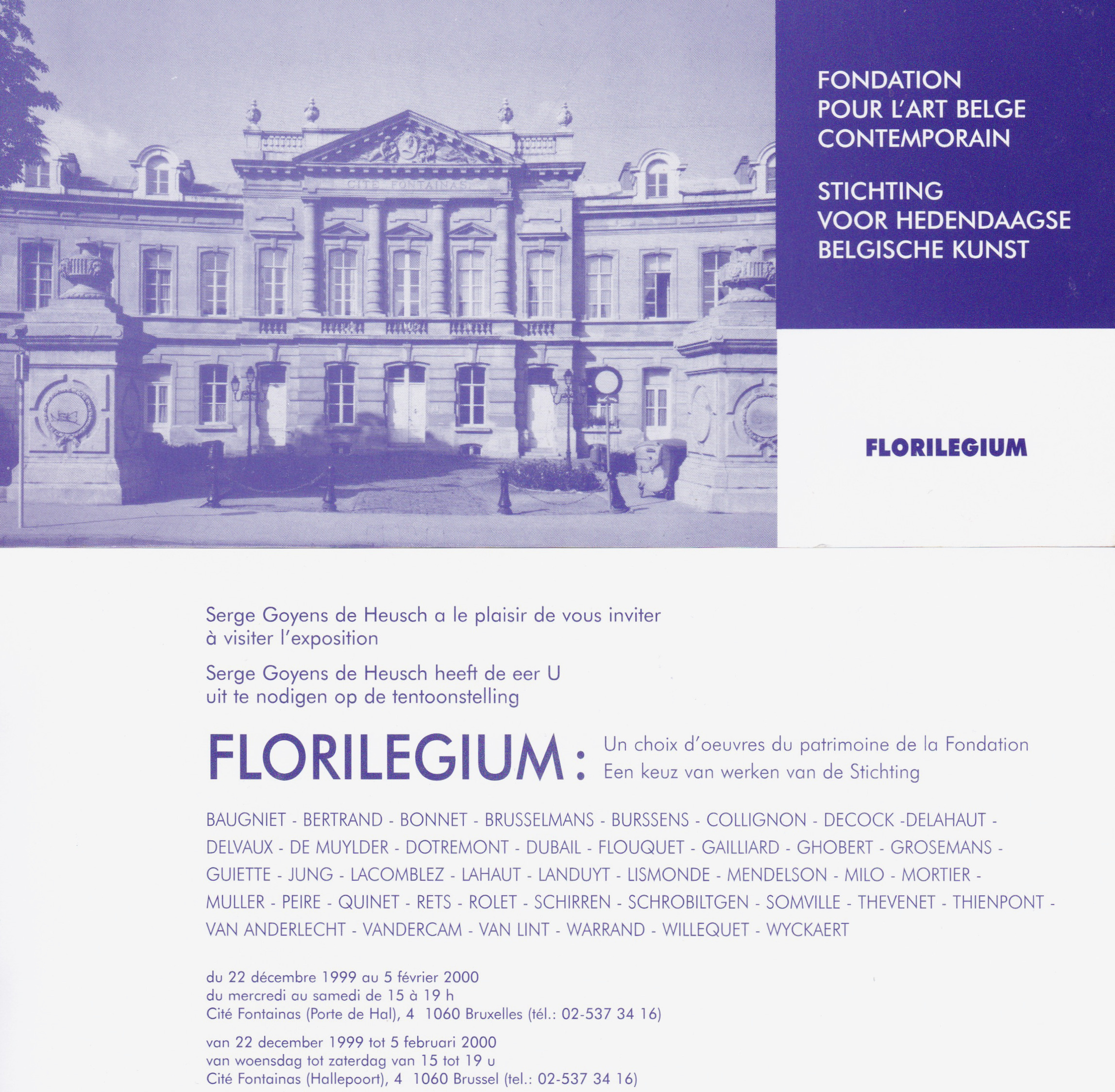 Florilegium, Fondation pour l'art belge contemporain, 1999