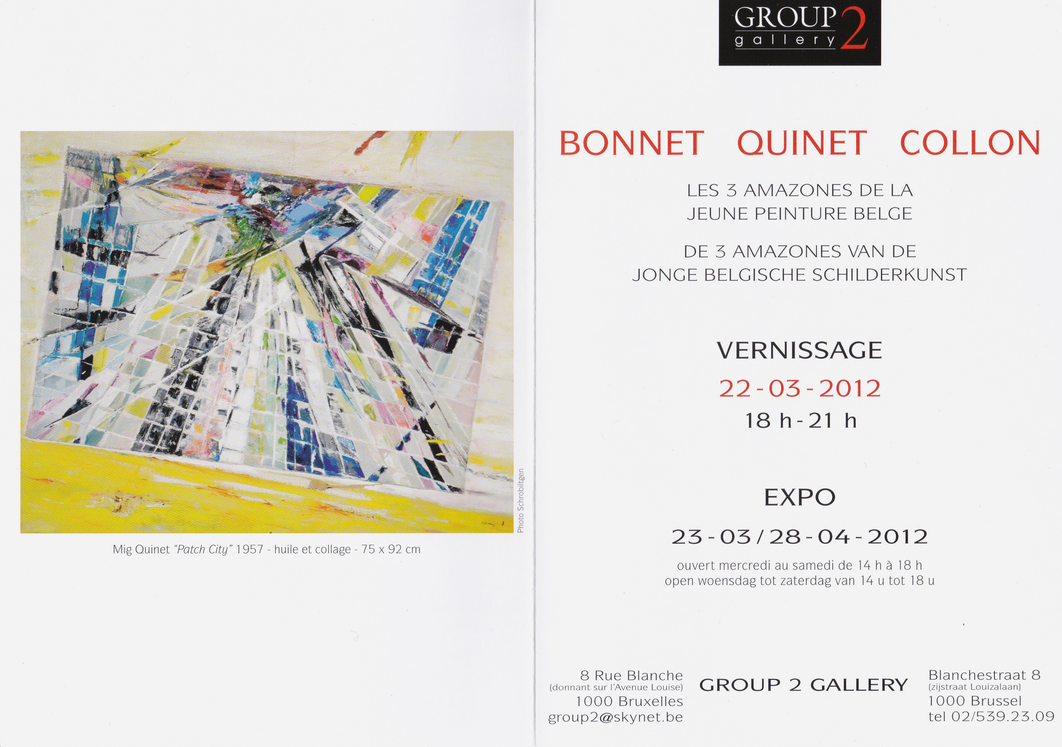 Anne Bonnet Mig Quinet Odette Collon exposition group 2 gallery Bruxelles, 2012