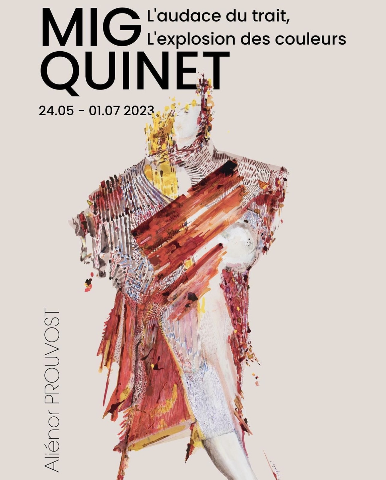 Mig Quinet : L’audace du trait, l’explosion des couleurs, exposition 2023 galerie Aliénor Prouvost