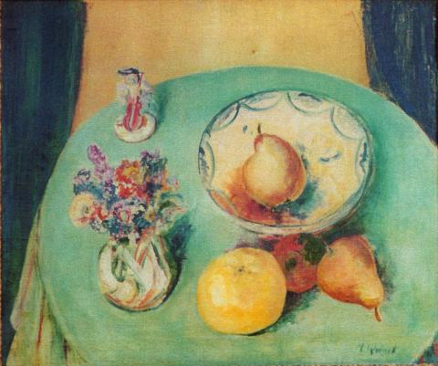 Mig Quinet, Étude, Fruits et bouquet, le petit sujet, 1930