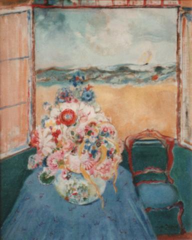 Mig Quinet, Table fleurie devant la mer, 1936