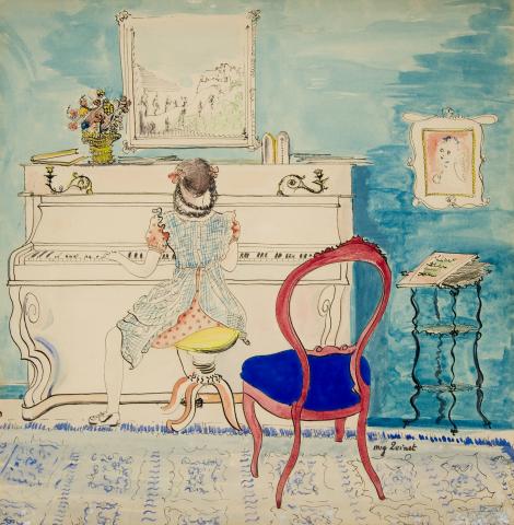 Mig Quinet, Nicole aux nattes au piano, 1940