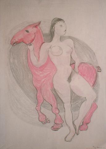Mig Quinet, Ecuyere au cheval rose, 1942