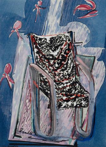 Mig Quinet, Le fauteuil de Baugniet sur fond bleu, 1943
