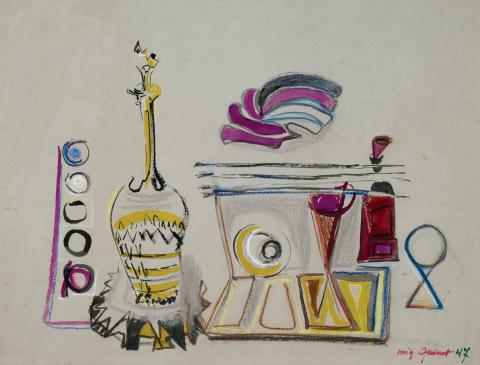 Mig Quinet, Table d’aquarelle au carafon, 1947