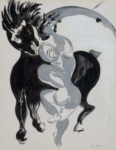 Mig Quinet, Ecuyere au cheval noir, 1948