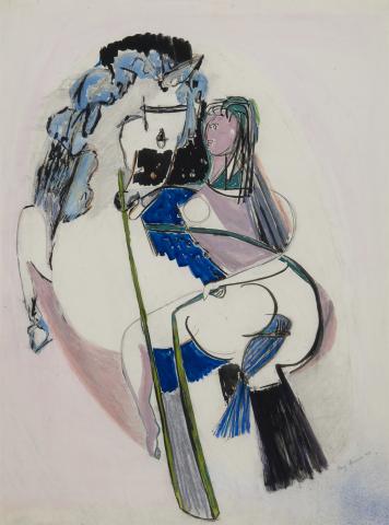 Mig Quinet, Cavalière en rose et gris, 1948