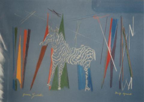 Mig Quinet, Zèbre sur fond bleu, 1949