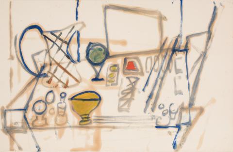 Mig Quinet, esquisse pour table d’aquarelles, 1954