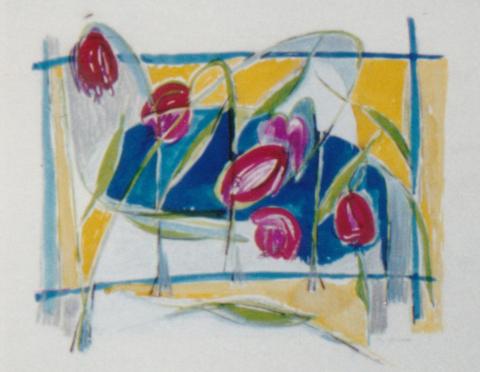 Mig Quinet, Tables et tulipes abstractées, 1956