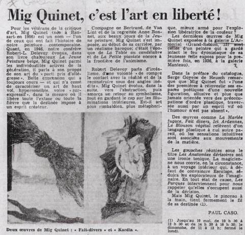 Paul Caso, Le Soir, 9 mai 1981