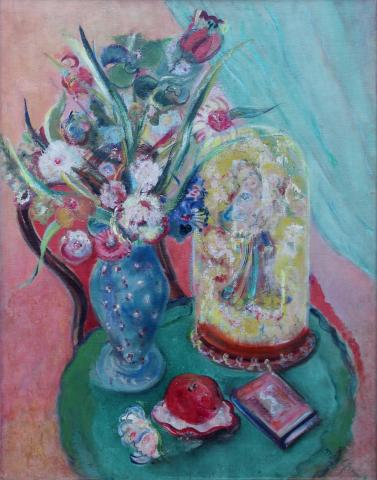 Mig Quinet, Bouquet fleuri sur une table, 1935