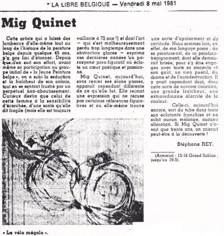 Rey Stephane, Mig Quinet, La Libre Belgique du 8 mai 1981