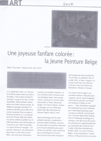 Durant Ben, Une joyeuse fanfare colorée : la Jeune Peinture Belge, The Financial Executive, , 2007