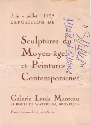 Mig Quinet à la galerie Manteau, 1939, Sculptures du Moyen-âge et peintures contemporaines