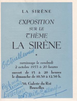 La sirène, exposition galerie Richard Lucas, Bruxelles, 1953