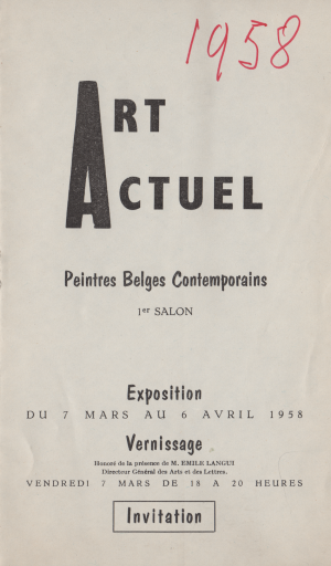 Art Actuel, Peintres belges contemporains, 1e salon, 1958