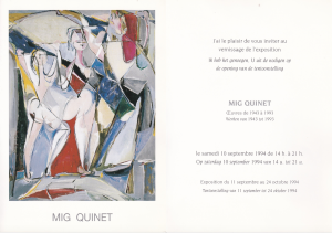 Mig Quinet, œuvres de 1942 à 1993, galerie Arets, Knokke, 1994