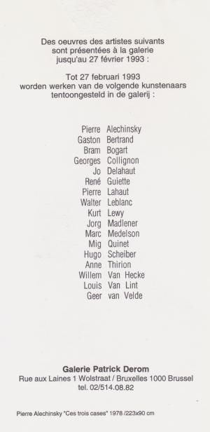 1993 Art belge, galerie Derom, Bruxelles