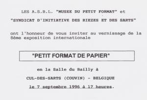 Petit Format de papier, 8è Exposition Internationale, 1996