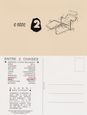 exposition Entre deux chaises, galerie Quadri, Bruxelles, 1999