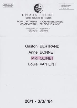 Quatuor, Bertrand-Bonnet-Quinet-Van Lint, Fondation pour l'Art Belge Contemporain, 1984