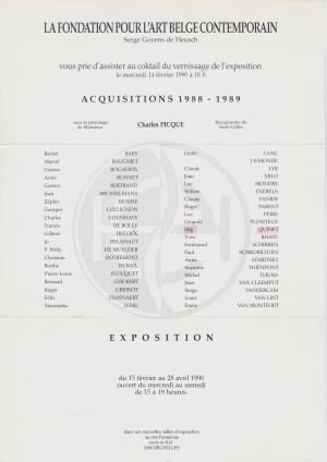 Acquisitions 1988-89, Fondation ABC, Bruxelles, 1990